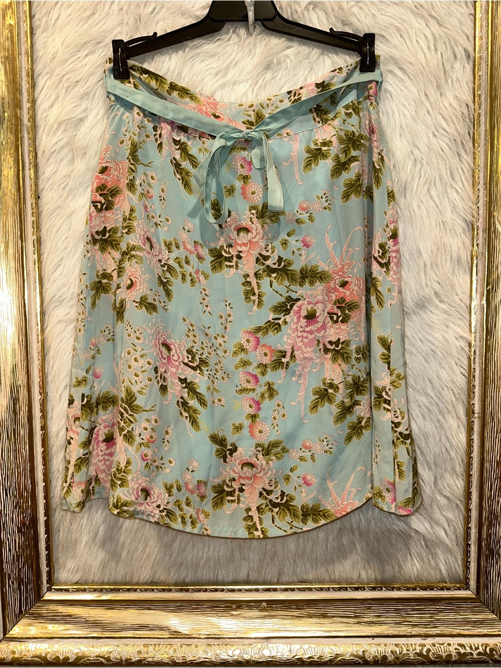 Vintage Anthropologie Odille Silk Floral Skirt Tie Waist Size 10